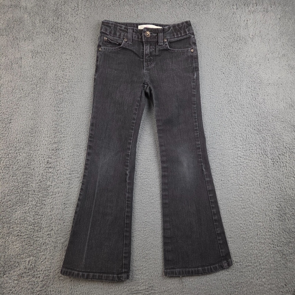 Y2K Faded Glory Jeans Girl's 7 Slim Stretch Flare Black Denim Pants Boho Indie